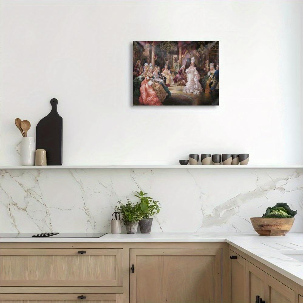 JIT 1pc Elegant Court Nobility Canvas Wall Art, Wooden Framed Tapestry Print for Living Room, Bedroom, Office Decor, Unique Gift for Weddings, Engagements, Housewarming