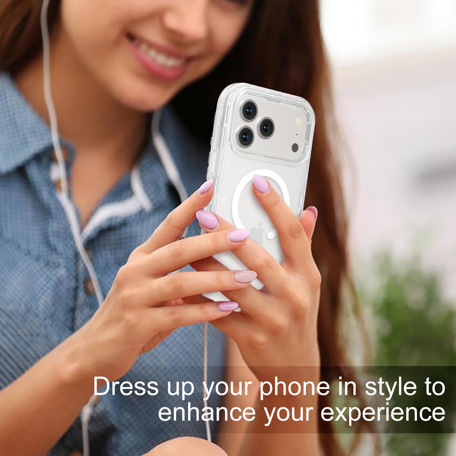 Magnetic Phone Case for iPhone 17 Pro Max 16/15/14/13 , MagSafe Compatible Heavy Duty Shockproof Protection,Dual Layer Transparent Magnetic Phone Case for Woman man, christmas phone cases