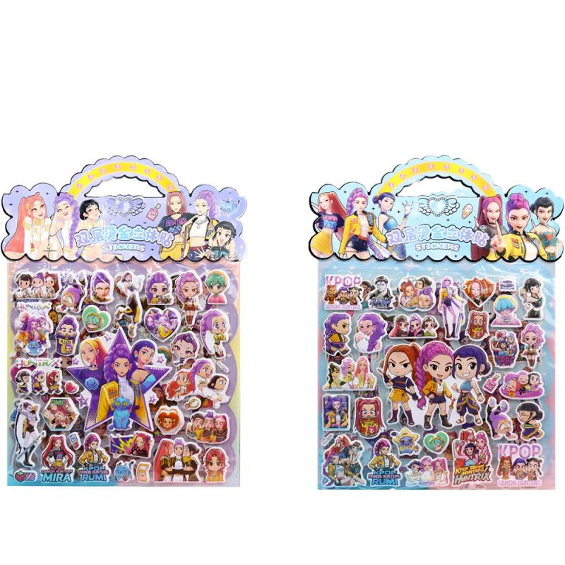 2PCS KPop Hunters Anime Laser Cut Stickers Tiger Rumi Mira Zoey Fan Gift Decoration