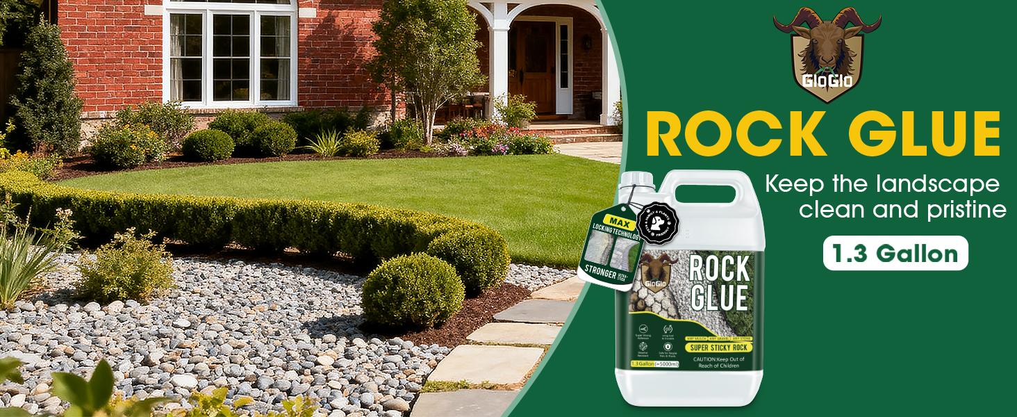 166 fl oz Ready-to-Use Landscaping Rock Glue for DIY Users, Long-Lasting Mulch Bond Binder for Pea Gravel, Pebble, Pine Straw, Multiple Surfaces Landscape Edging