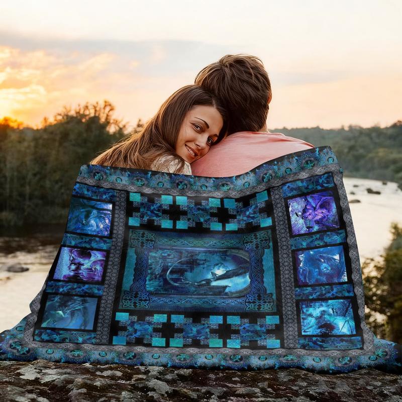 Global Use Deep Sea Secret Patchwork Blanket, Flannel Throw, Suitable for All, Essential Daily Business Item, Fits 197 Countries