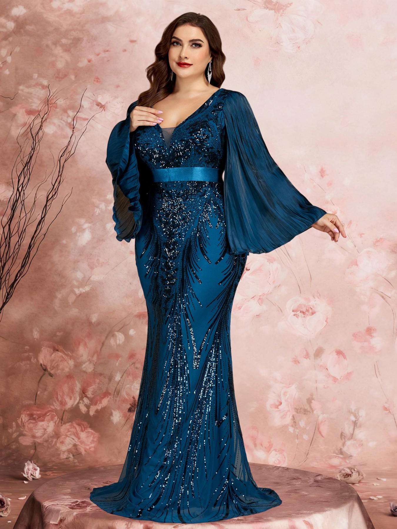 formal dresses on fashion nova rose gold sequin floor length , long sleeve dress WITHOUT TA Sheath & Column main image 1