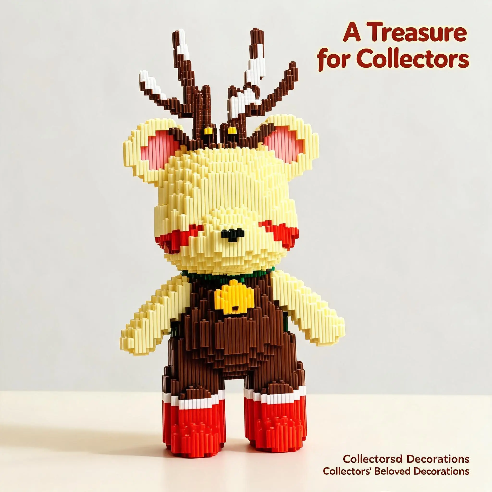 Bj Halloween Reindeer Bear Lucky Bear Building Blocks 3D Puzzle Model Diy Building Model Decorative Toy, Indoor Decoration, Birthday Christmas New Year Gift