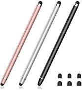 3 PCS Stylus Pen for Touchscreen,2-in-1 High Precision Stylus,Stylus Pen for iPad/iPhone/Android Tablets and Capacitive Touchscreens(Black/Silver/Rose Gold