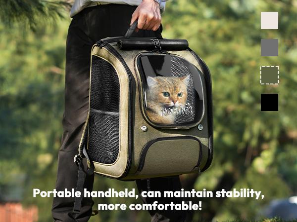 Pecute Cat Backpack Carrier Large Space Bubble Design for Travel Green Gray Khaki Ideal for Cat Lovers Animal Carrier