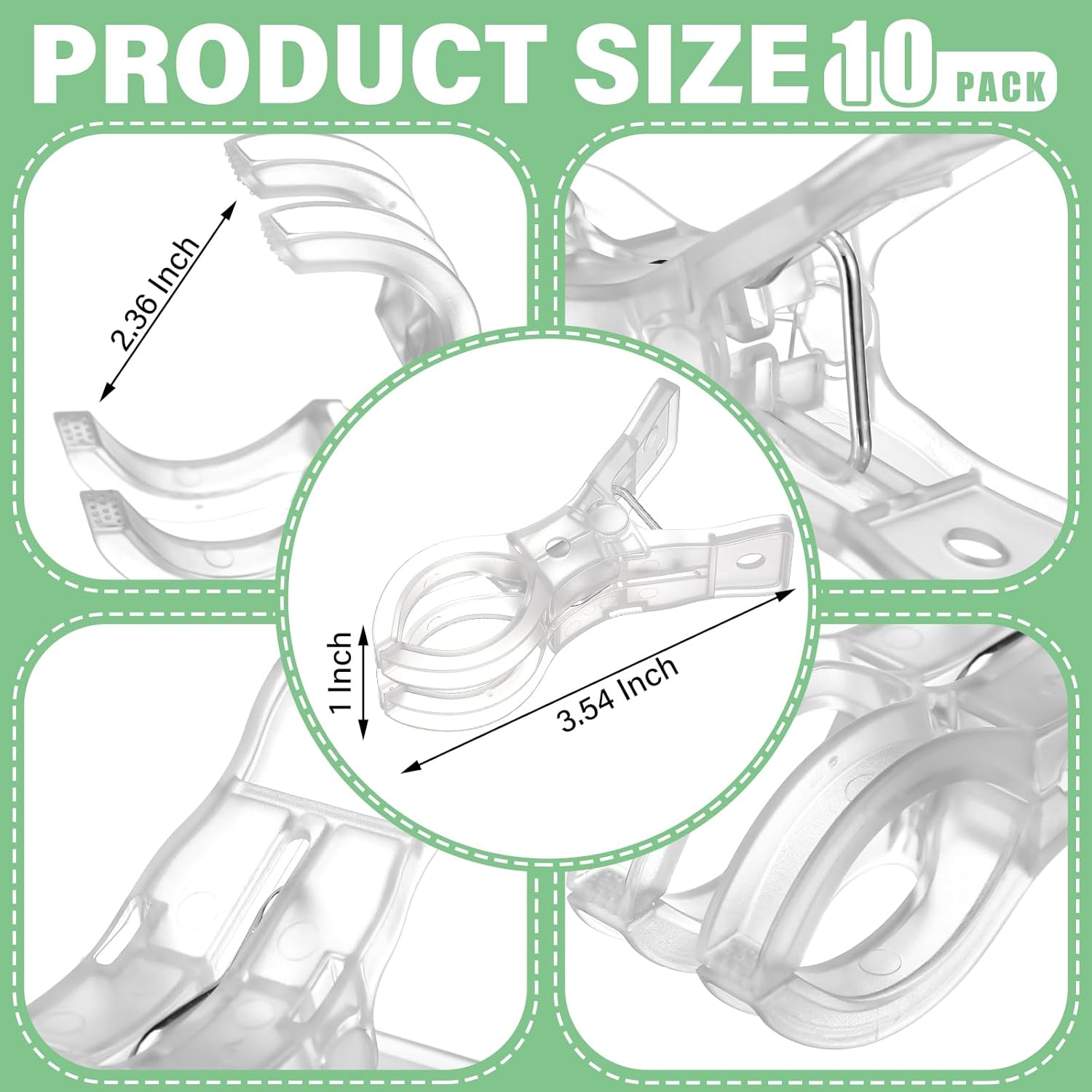 10 Pack Large Balloon Arch Clips Plastic Transparent Backdrop Spring Clamps 3.5 Inch Heavy Duty Clip for Balloon Arch Kit Birthday Decoration Crafts Woodworking Photography Studios (Clear)