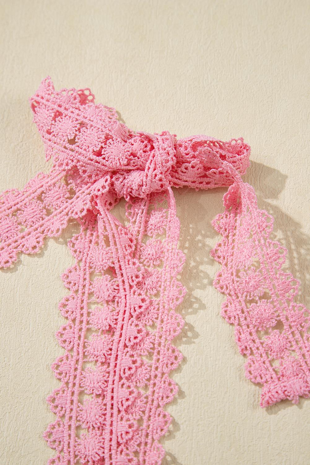 Women's Pink/Green Floral Lace Tied Strap Empire Waist Maxi Dress