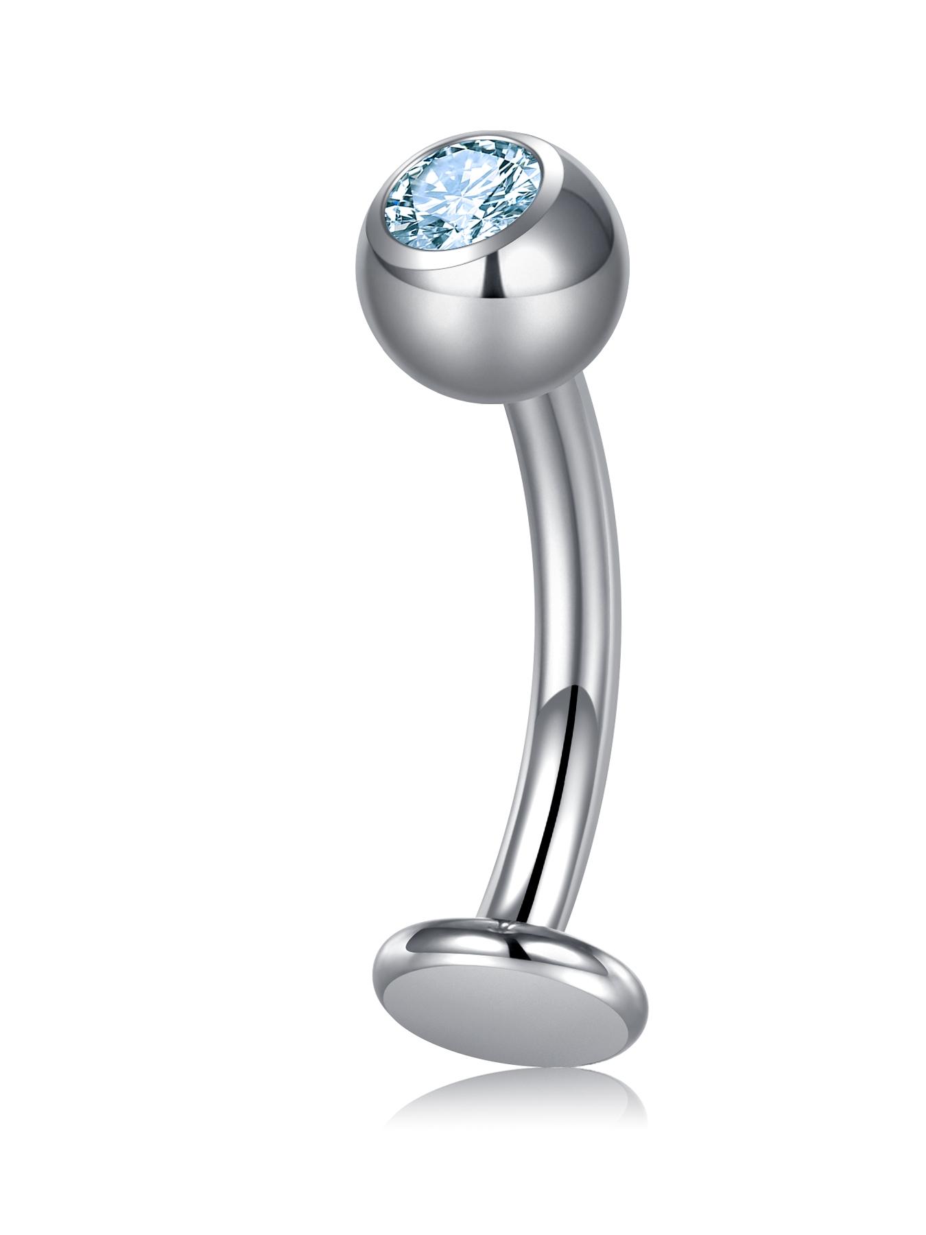 1 piece Titanium Zirconia Internally Threaded Floating Navel Ring, Stylish Flat Rhinestone Belly Button Ring, Navel Barbell 8/10/12/14mm, 14G Body Piercing Jewelry, Unisex