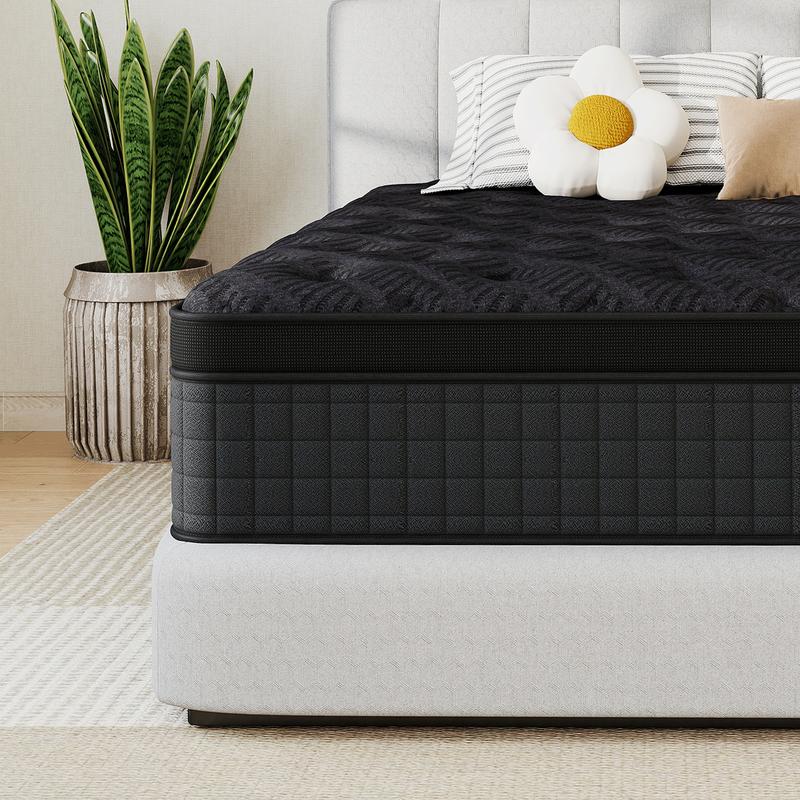 12/14 Inch Twin, Full, Queen, King Mattress Memory Foam And Spring, Hybrid MattressMedium Firmness, Lumbar Support, For Home Rooms Hotels, Boxed Halloween ChristmasGift Furniture Ergonomic queen size mattress Interior Modern