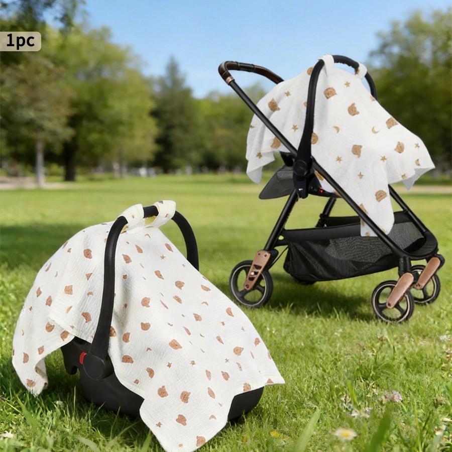 Baby Stroller Sunshade Cover, Cute Cartoon Print, Breathable Mesh, UV Protection, Windproof, Mosquito Repellent, Multi-Scene Use