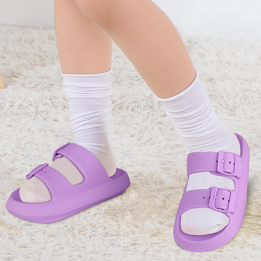 Pillow Slippers for Men and Women  | Adjustable Double Buckle Shower Slides | Cushioned Thick Sole Sandals