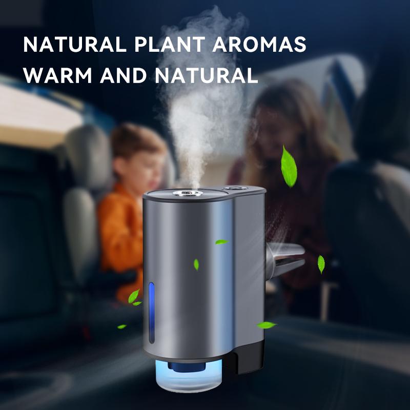 Car Air Freshener, Three Adjustable Modes Intelligent Car Aroma Diffuser, Rechargeable and Portable  Car Diffuser Air Freshener Car Aromatherapy Diffuser,  3*10ML Natural Perfume