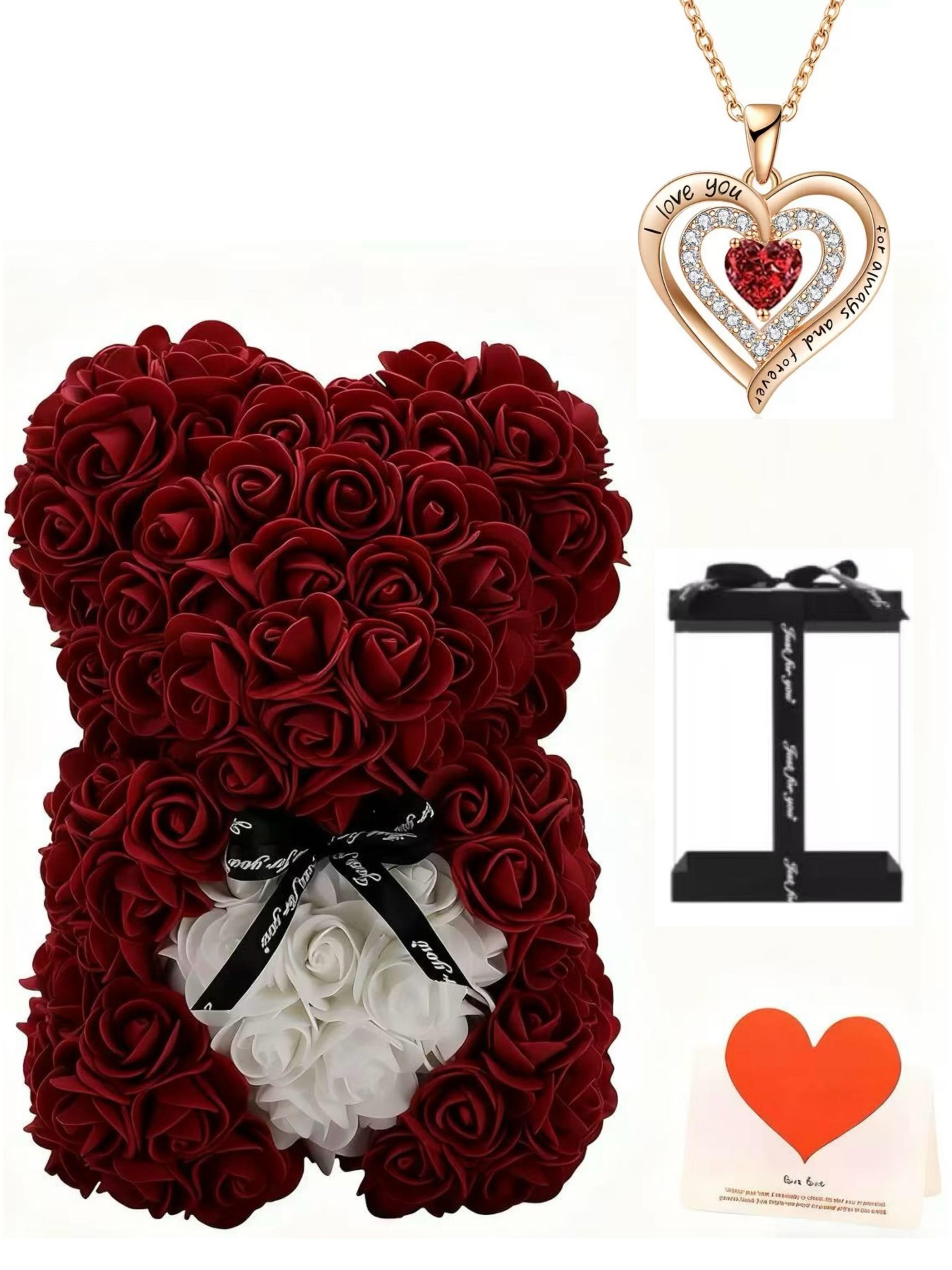 Roses Foam Bear Necklace Gift, Birthday Present, Valentine's Day Gift, Cute Animal Design, Perfect for Special Occasions