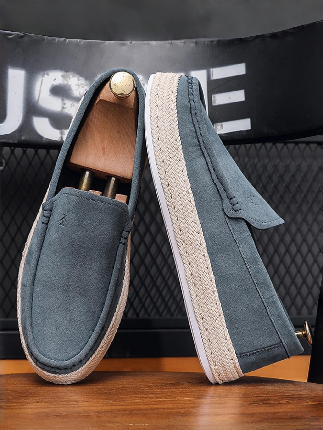New Men's Casual Loafer Shoes, Woven Retro Trendy Straw Boat Shoes, Lightweight Comfortable Low-Top Slip-On Sneakers