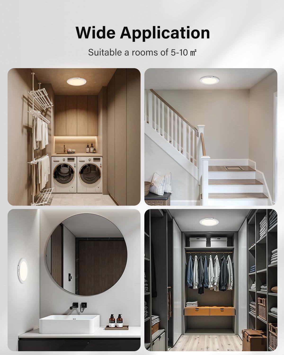 1/2/4Pcs LED Ceiling Lamp, Rechargeable, 4000mAh Battery, Body Sensor, Remote Control, Three-color Dimming, Suitable For Bedroom, Entrance, Hallway, Bathroom Ceiling Lamp