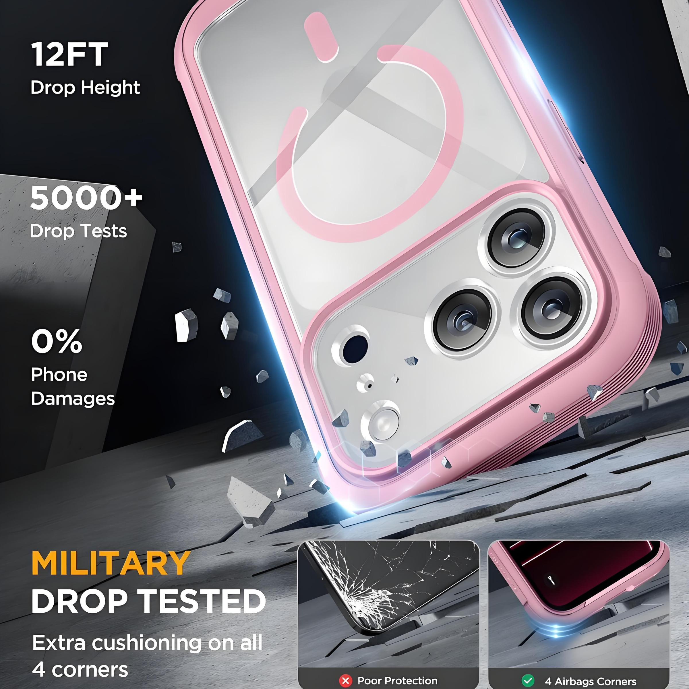 360° Rugged Durable Transparent Case for iPhone 17 Pro Max 16 15 Plus 14 13 12  Magsafe Wireless Military Shockproof Cover with HD Screen Protector TPU Clean Phone Bumper
