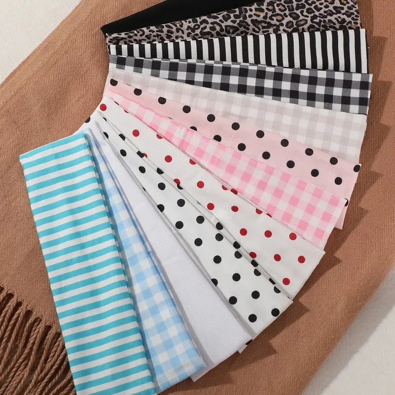 12pcs Women's Headbands, Polka Dot Striped Leopard Plaid Solid Color, Elegant Sports Hair Bands for Daily Commute, Yoga, Travel Accessories