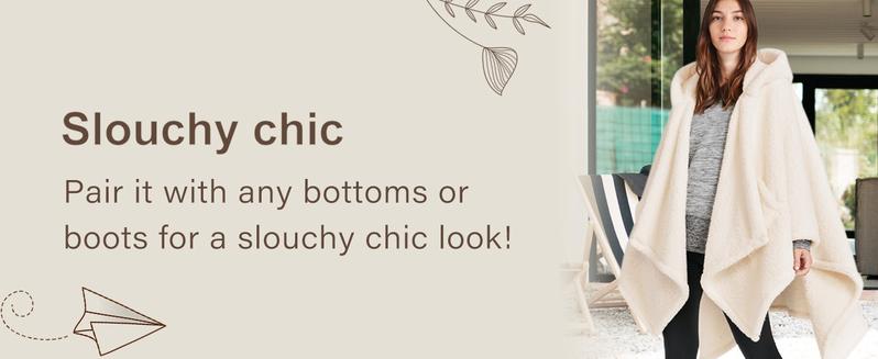 Songling Wearable Blanket Sherpa Poncho Office Work Warm Cozy Shawl Blanket,Plush Cape Wrap for Adults