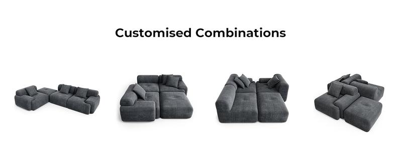 【2 Packages Shipping】LIKIMIO 118" Modern L-Shaped Modular Sectional Sofa for Living Room, Corduroy Upholstery Dark Grey, Oversized 3-Seater Couch with Deep Seat and Movable Ottoman – No Assembly