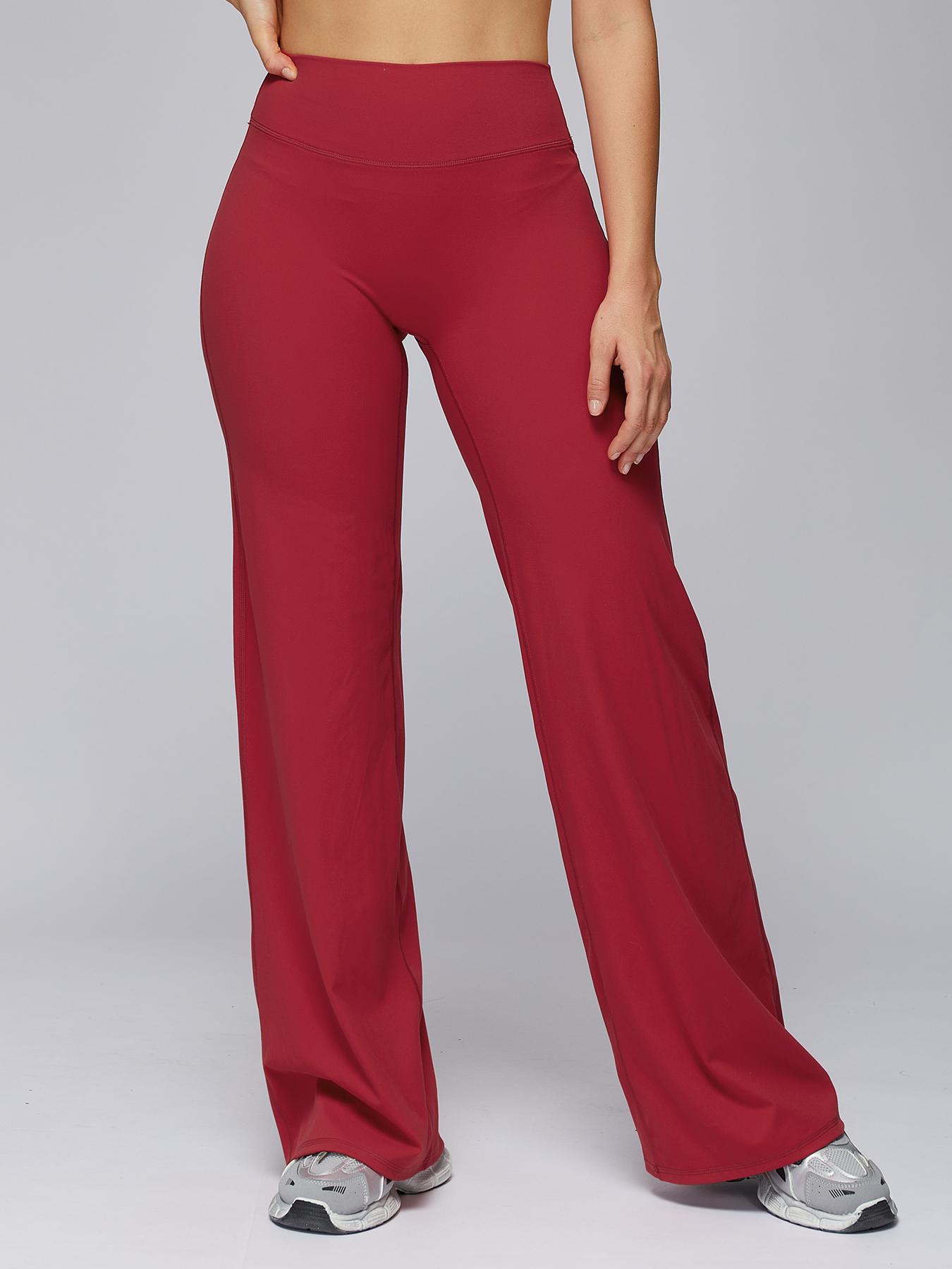 High Waist Flare Leg Yoga Pants, Casual Dance Workout Trousers, Butt Lifting Tight Fit Wide Leggings, European Style High-Waisted Joggers