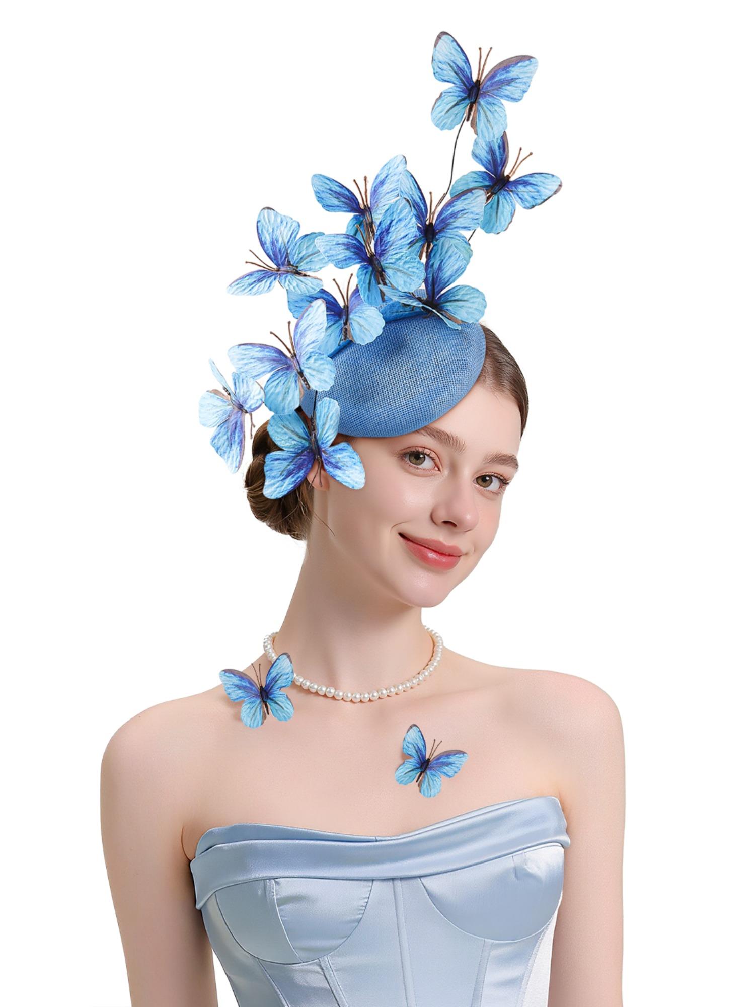 Butterfly Fascinator Hat Feather Tea Party Hat Monarch Butterfly Headband Fascinators for Wedding