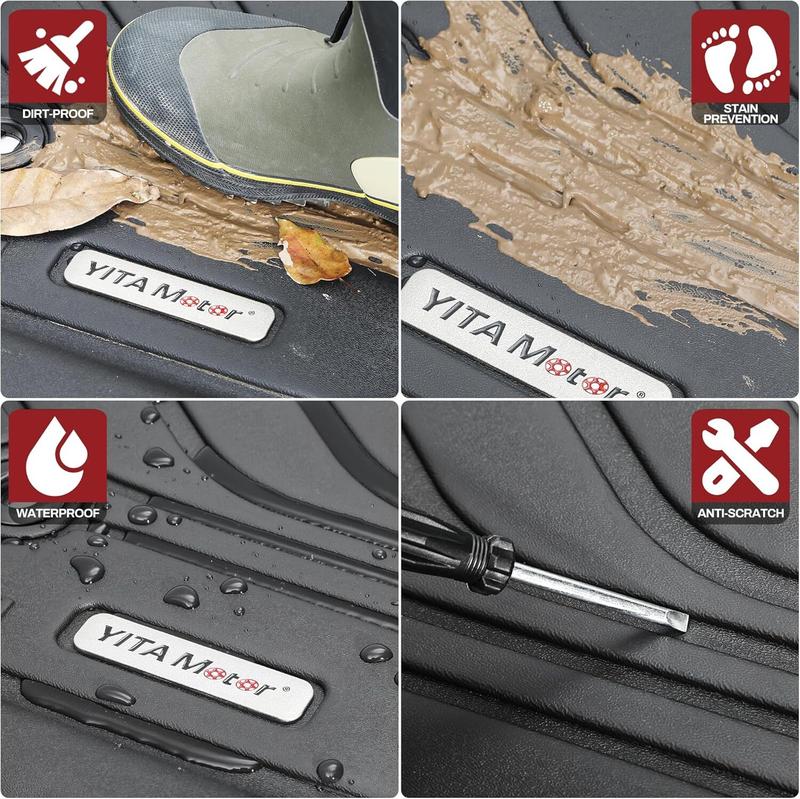 OEDRO Floor Mats for Toyota Tacoma 2016-2023 Automatic ONLY, Custom Fit Tacoma Car Mats, All-Weather TPE Front and Rear Row Floor Liners, Black all  weather  floor  mats cargo mat fit