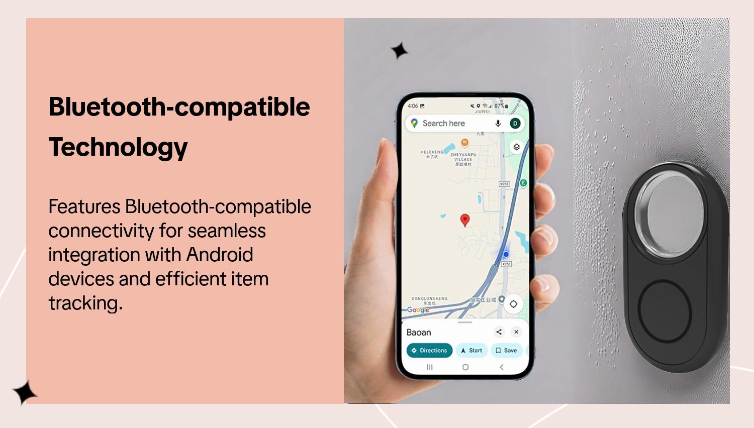 Android Google GPS Tracker, Android Smart BT Tag Anti Lost Wireless Tracking For Works with Android Find My Device, Item Finder for Keys, Wallet, Luggage, Pets Precise positioning For Android Smartphone Locator