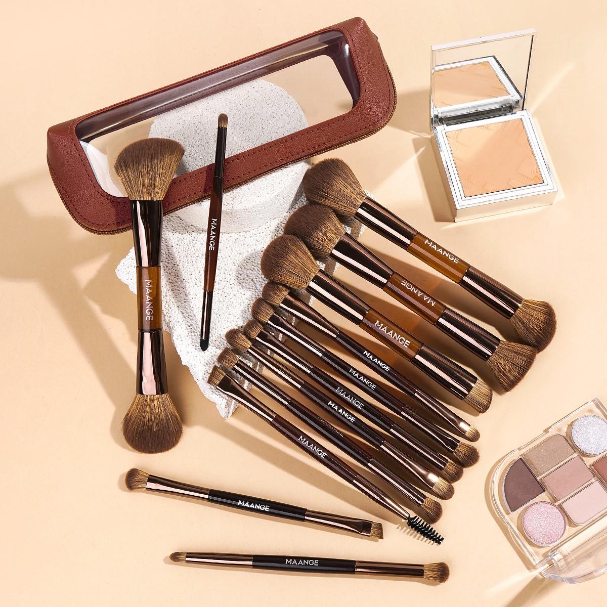 Maange 14-Piece Makeup Brush Set with 13 Brushes & Cosmetic Bag, Foundation Brush, Concealer Brush, Blush Brush, Eyeliner Brush