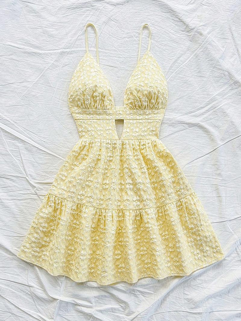 This Floral Textured Dress is Summer Vacation Vibes Deep V Cutout Tiered Mini Dress Valentine's Day This Floral Textured Dress is Summer Vacation Vibes Deep V Cutout Tiered Mini Dress Valentine's Day