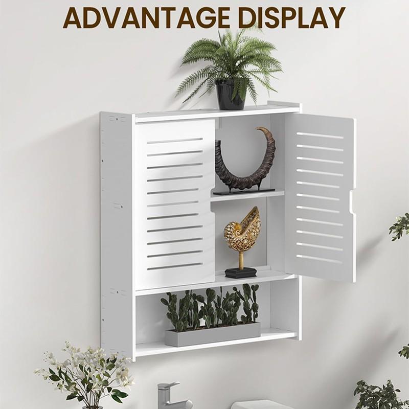 Three-Tier Double Door Bathroom Storage Rack, Wall-Mounted Multi-Functional Cabinet, Suitable for Bathroom/kitchen/office, Three-Layer Design