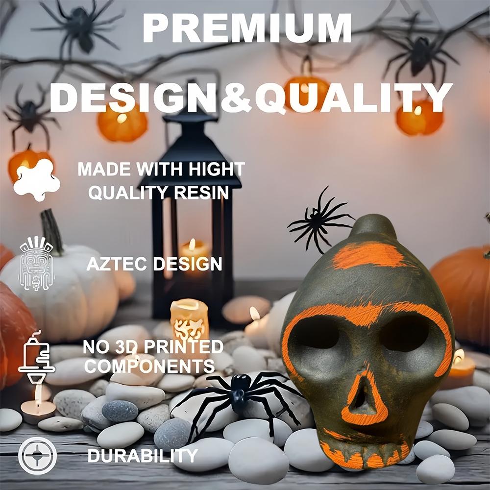1Count Aztec Death Whistle Sound Effect, Realistic Human Scream, Easy Halloween Prank, Essential Horror Party Accessory, Painted Skull Design