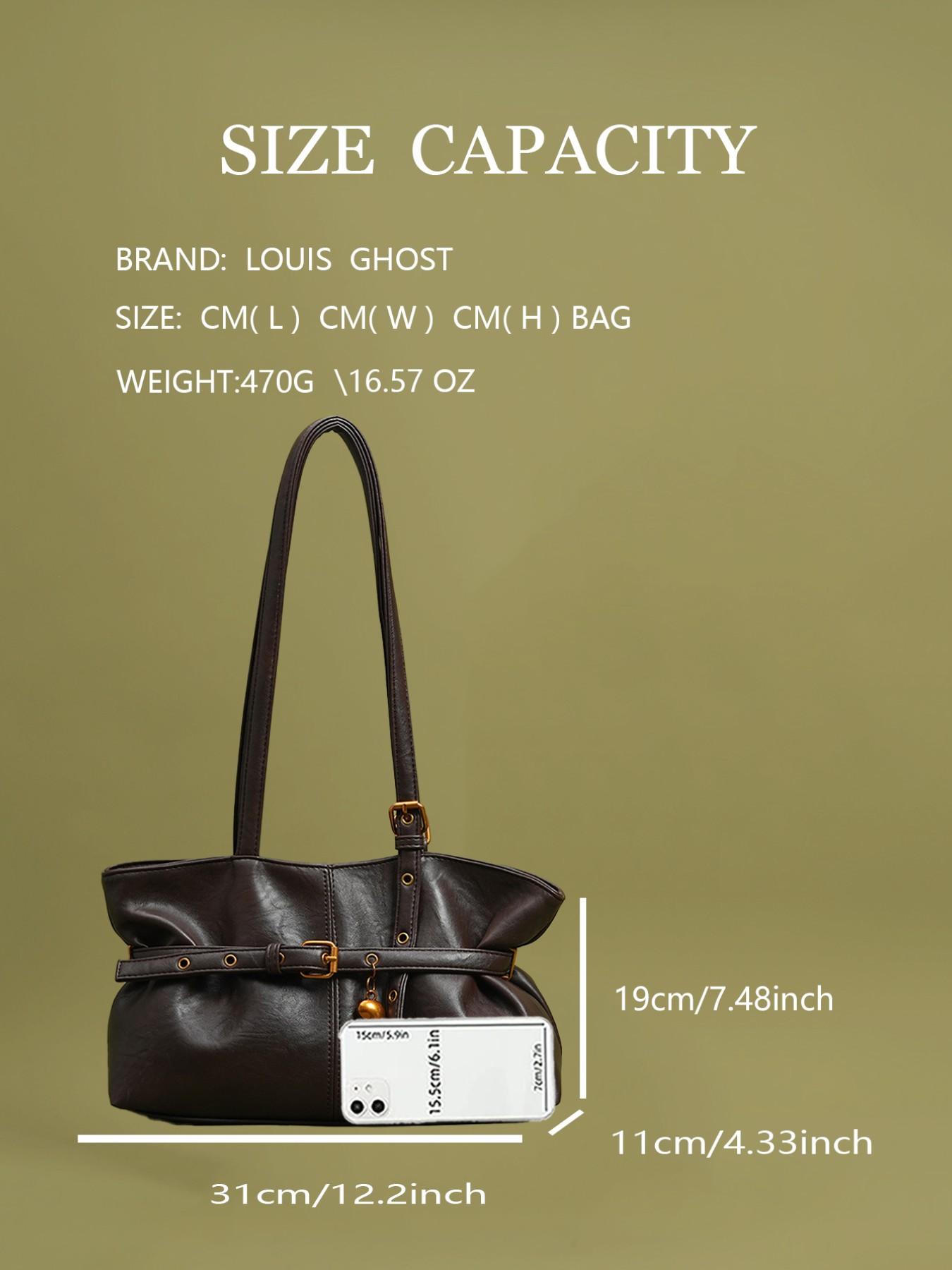 Vintage Faux Leather Crescent Bag -Retro Women's Shoulder Bag | Retro Tote Bag with Belt and Heart Charm Details | Trendy Faux Leather Handbag, Ideal for Commuting, Daily Outfits and Travel