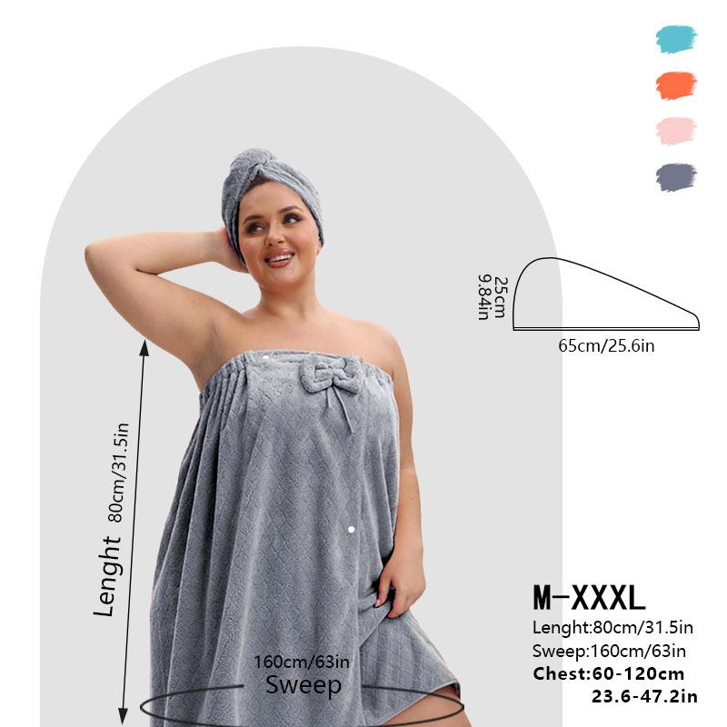 Plus Size Bath Skirt & Shower Cap Set, 2 Counts/set Adjustable Bath Skirt & Shower Cap, Thickened Cute Bath Skirt, Ideal for Home Use, Travel, Sauna, and Spa, Womenswear