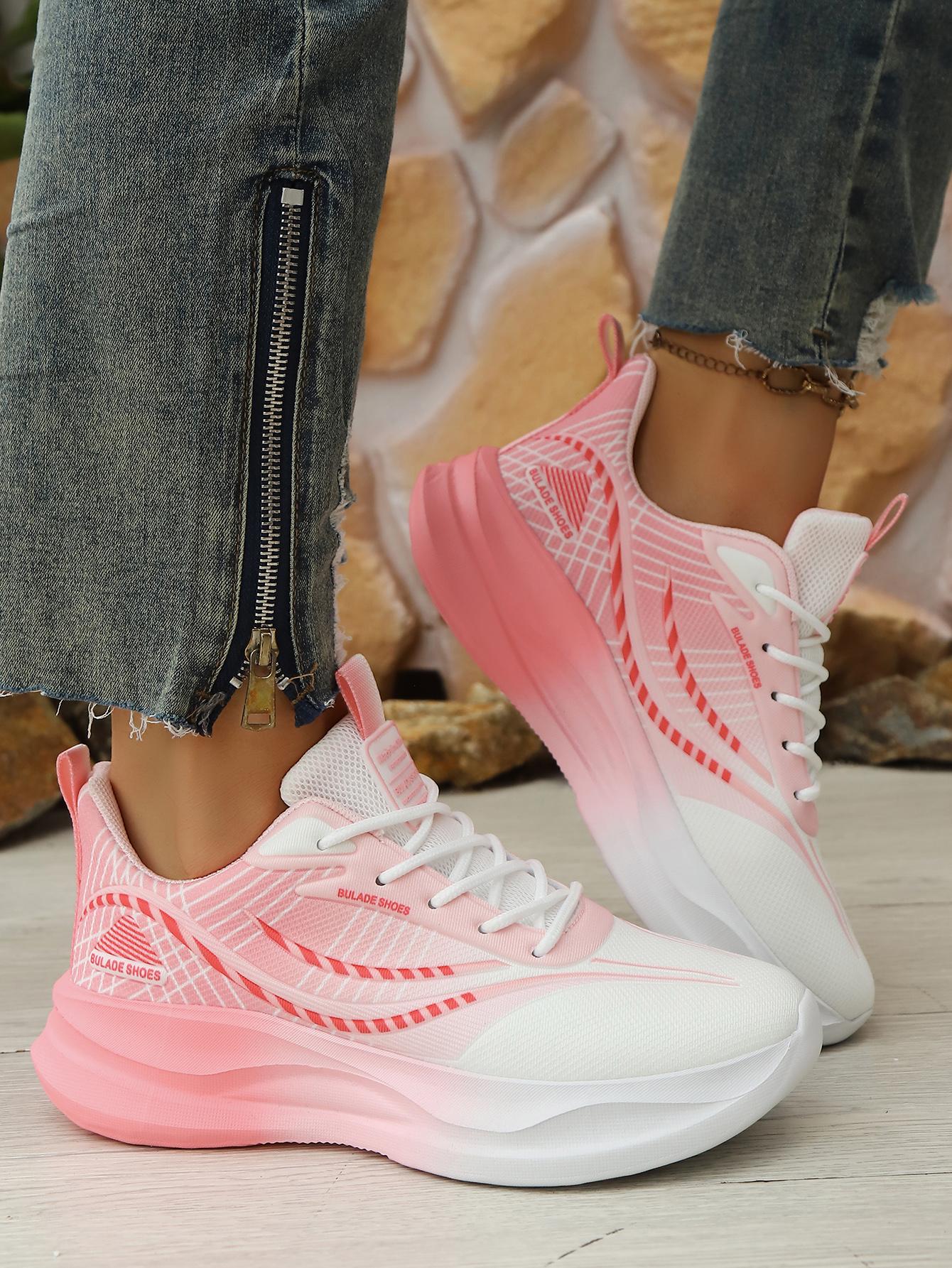 Women's Gradient Thick-Sole Sneakers, Breathable Mesh Casual Height-Boosting Trendy Sporty Running Shoes, Ideal for Outdoor Sports & Daily Wear