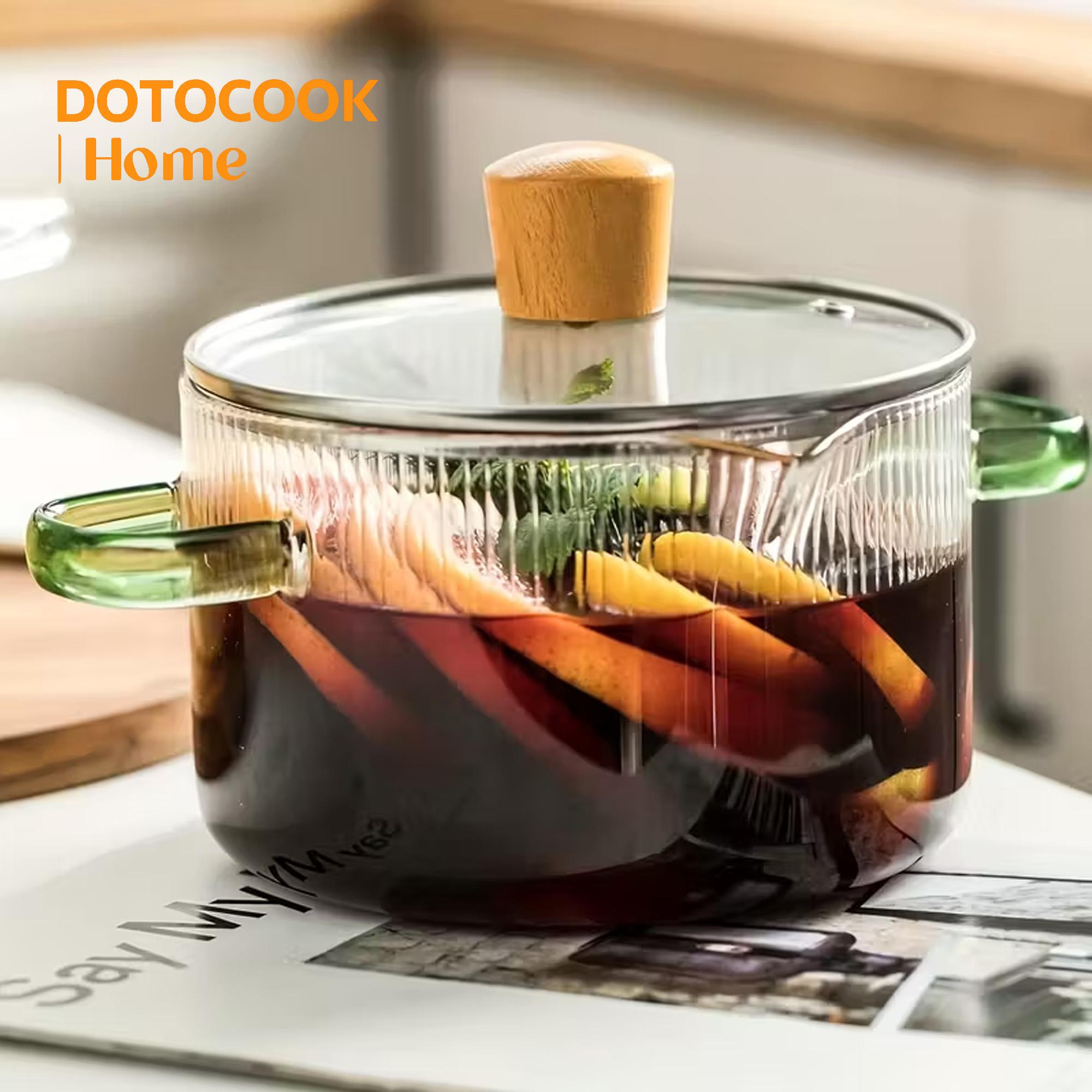 High Borosilicate Glass Dual-Ear Cooking Pot Set, Multifunctional Enamel Skillet, Healthy Meal Prep, Kitchen Cooking Cookware, Pots With Handles, High Quality Cookware, Kitchen, Restaurant, Outdoor Camping