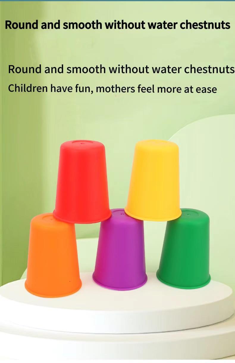 Montessori Plastic 10 Stacked Cups Game (Cup*10) - Unisex Non-Toxic Safe Washable Stress Relief Toy for Kids >3 Years Old, with Paper Game System & Cards, Aiding Intellectual Enlightenment, Color Recognition, Logic Training