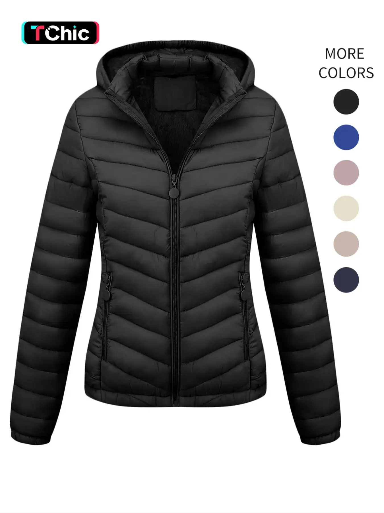 Geschallino Women's Lightweight Winterpuffer jacketJacket with Pockets, Casual Fall & Winter Hooded Coat for Daily Commute