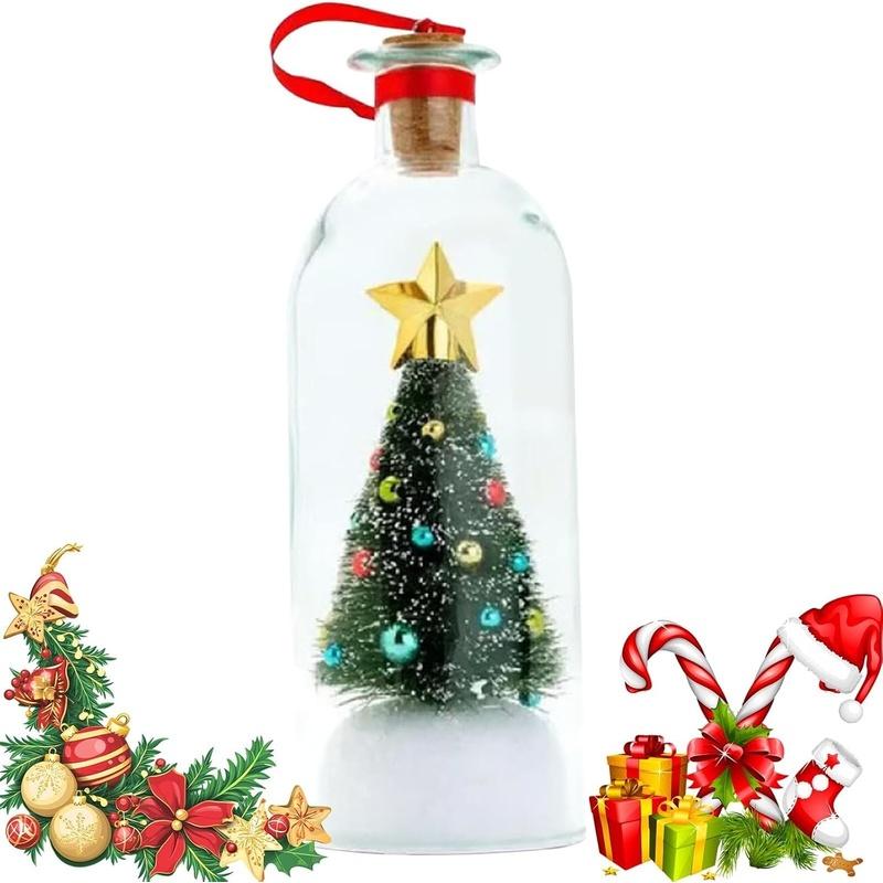 2027 Christmas Message in A Bottle Tree Recordable Snow Globe Forever Voice Ornament Playback Cork Glass Sentimental Gift Personalized Winter Vial Greeting Festival Party New Year Card Idea Handmade Christmas Decor
