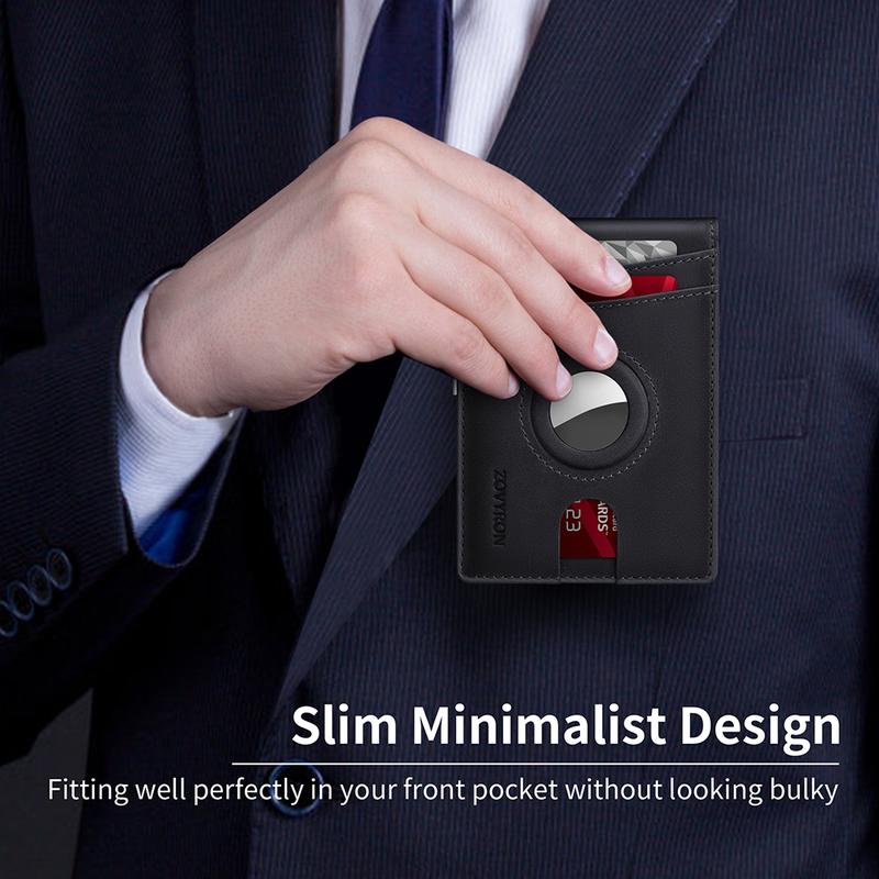 ZOVYRON Airtag Wallet for Men, Smart Wallet Leather Wallet Credit Card Holder with Airtag Holder