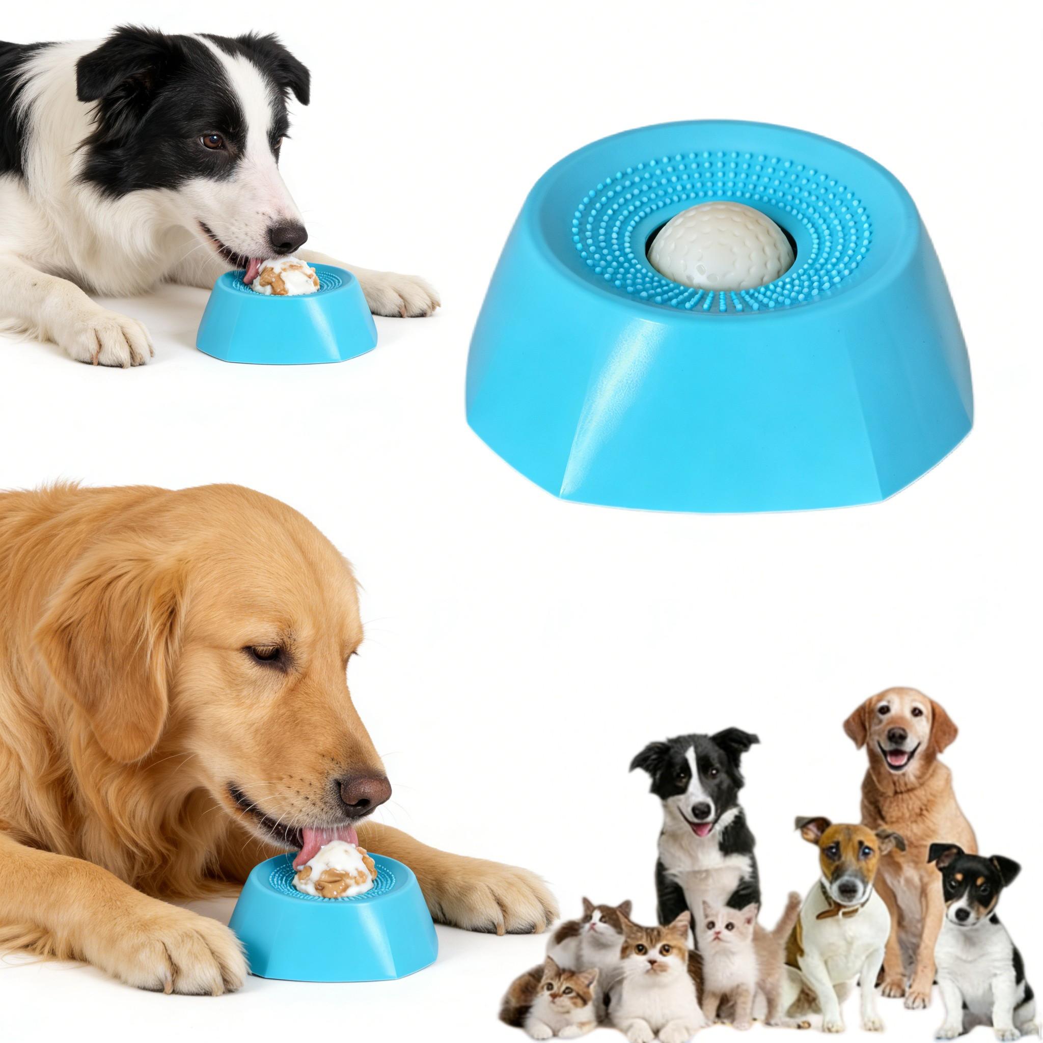 Pet Slow Feeder Dog Bowl, Liquid Snack Holder, Tongue Cleaner, Rolling Design, No Spill Bone Broth Bowl, Multi-Functional Puppy Yogurt Bowl