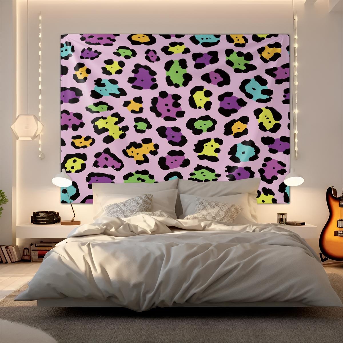 1Pcs Vintage Leopard Print Art Tapestry, Smooth Wrinkle Resistant Durable, Multi-Functional Wall Hanging Decor for Rental & Homestay