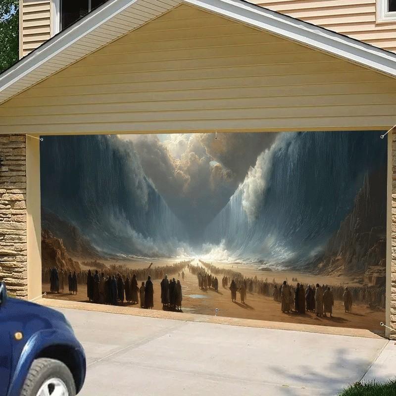 Modern Home Decor Garage Door Curtain, Creative Personal Design, Privacy Protection, Durable, Essential Home Accessory
