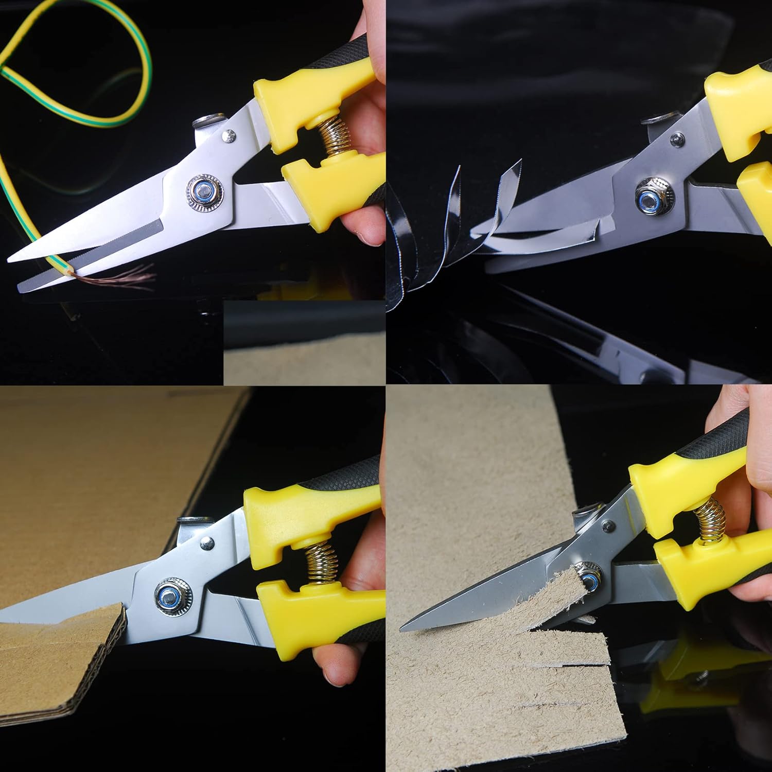 Aviation Tin Snips Heavy Duty Metal Cutter, Straight Shears with Stainless Steel Blade & Comfort Grips, Multifunction Cutting of Branches, Cable Wires, Thin Iron, Cardboard(Right Hand), 8 Inch