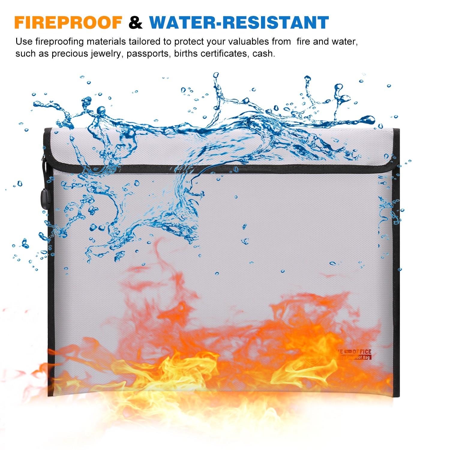 Upgrade Version 5000°f Fireproof Explosion-Proof File Bag, Insulated, Zipper, Waterproof, Ideal for Cash, Important Documents, Valuable Items