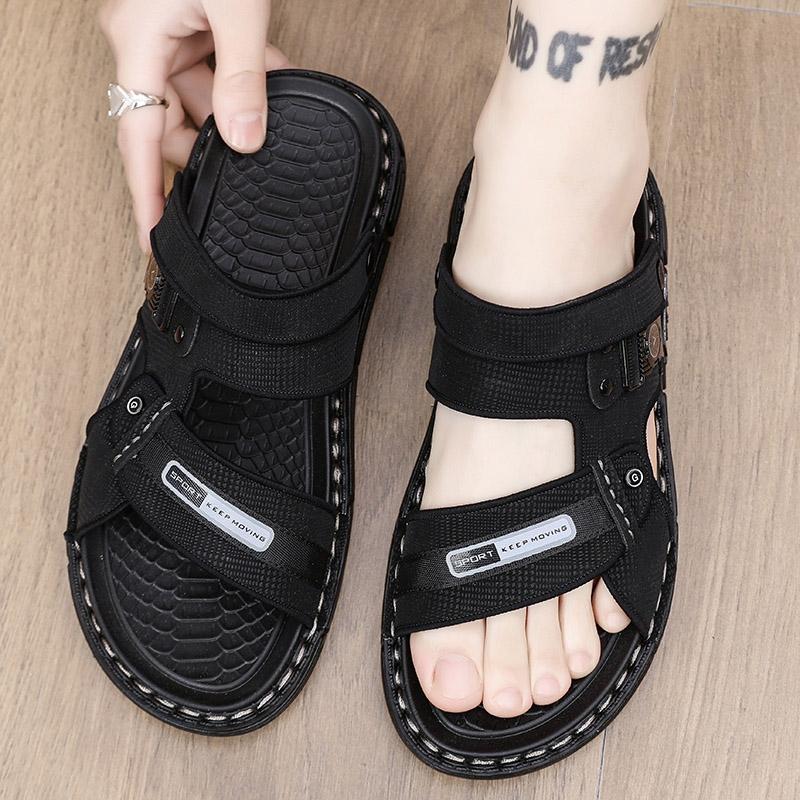 New Summer Men's Fashion Casual Outdoor Slippers, Trendy Stitched Two-In-One Sandals, Comfortable Non-Slip Beach Shoes