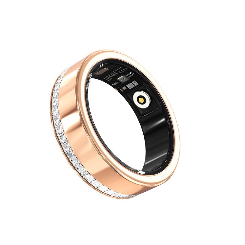V8 diamond-encrusted couple's ring, simple stainless steel wedding ring, smart ring for heart rate, blood oxygen, and sleep monitoring