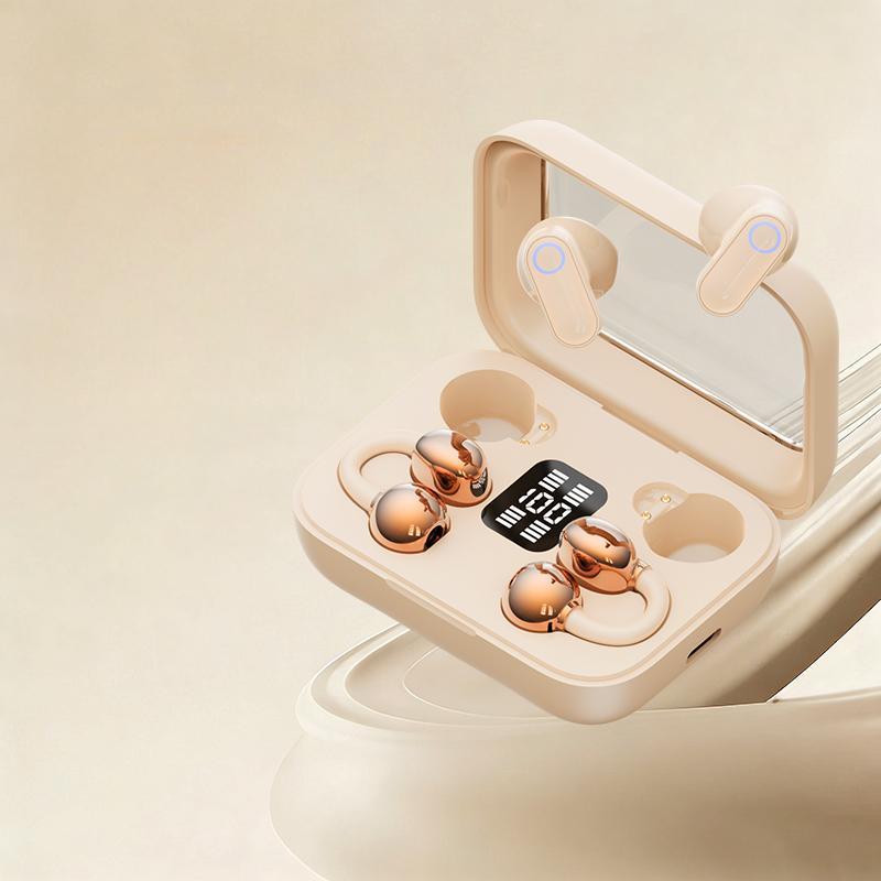 Hetoie 2026 Open-Back Bluetooth-compatible Earbuds, Wireless Headphones with Clear Mic, Type-C Fast Charging, Comfortable All-Day Wear