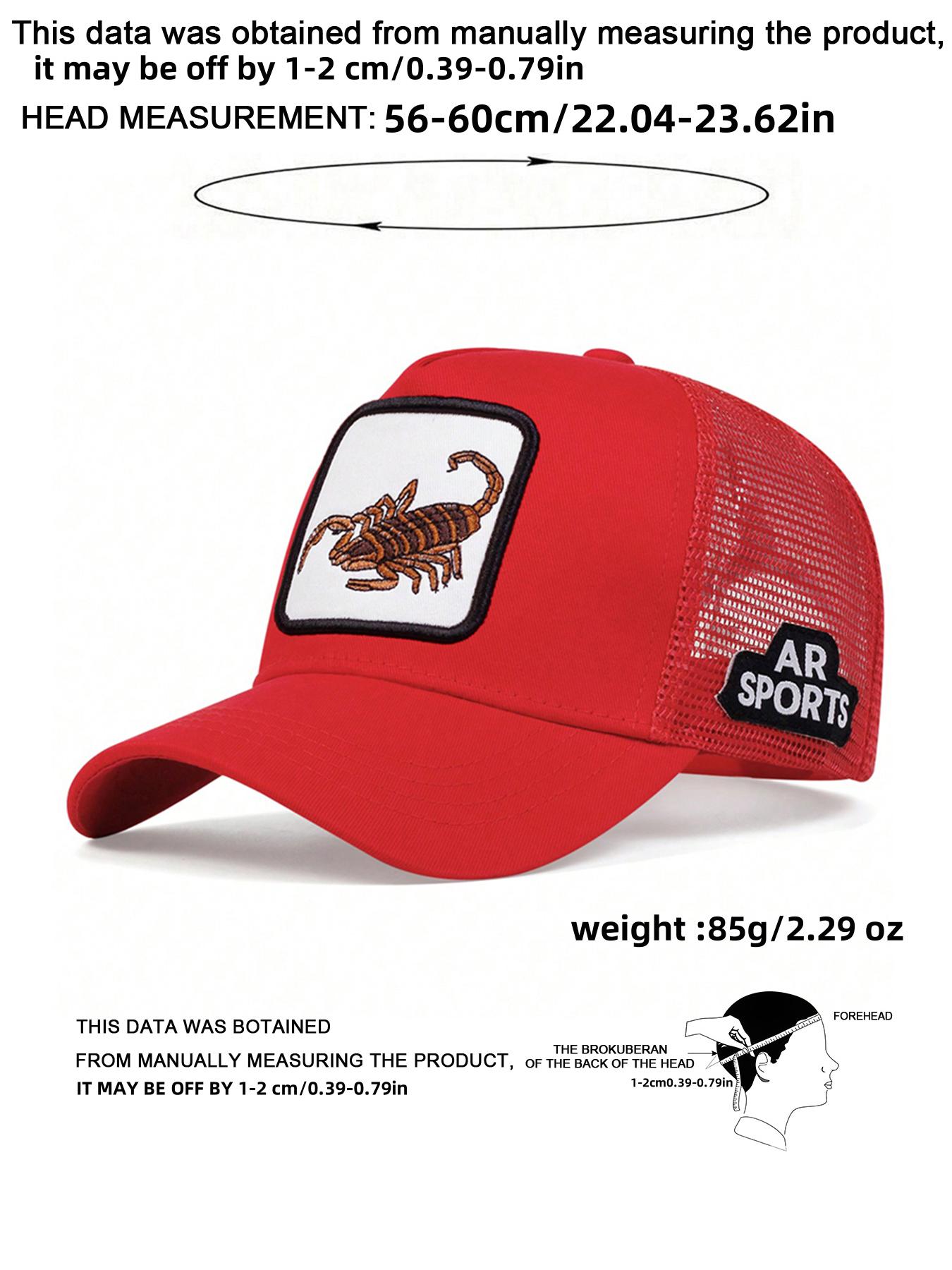 Unisex Scorpion Embroidered Baseball Cap, Adjustable Trucker Hat, Adjustable Sun Protection Hat for Outdoor Travel Beach Vacation, Breathable Mesh Design