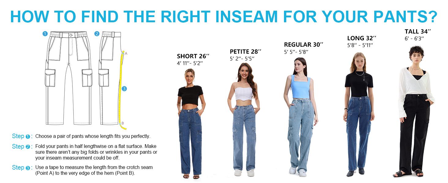 Y2K Women's Straight Leg Cargo Jeans Relaxed Fit Denim Pants, Multiple Lengths for Petite & Tall Women