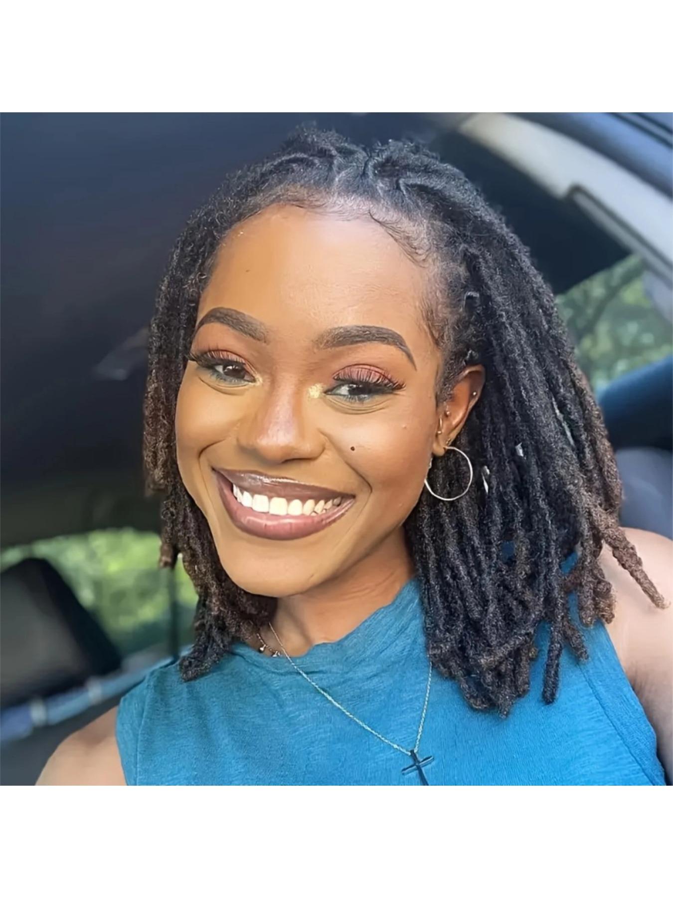 Dreadlock Extensions Human Hair 0.6cm Width 4-16 Inch 10-100 Strands, 100% Human Hair Loc Extensions for Men/Women, Can be Dyed Soft Dreads, 1B